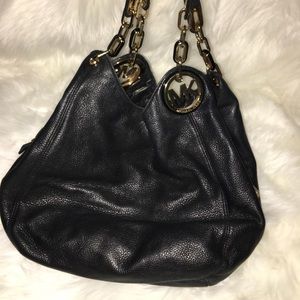 Michael Kors Black Leather Hobo Shoulder Tote